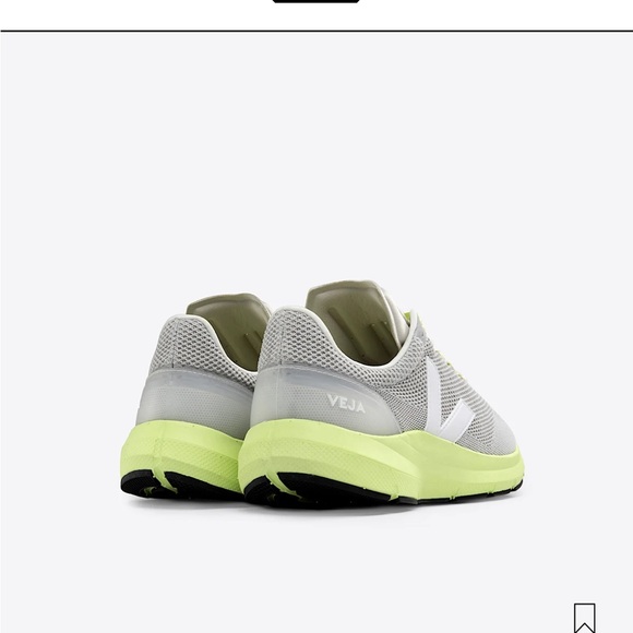 Veja Gray and Neon Green Running Shoes - Picture 2 of 8